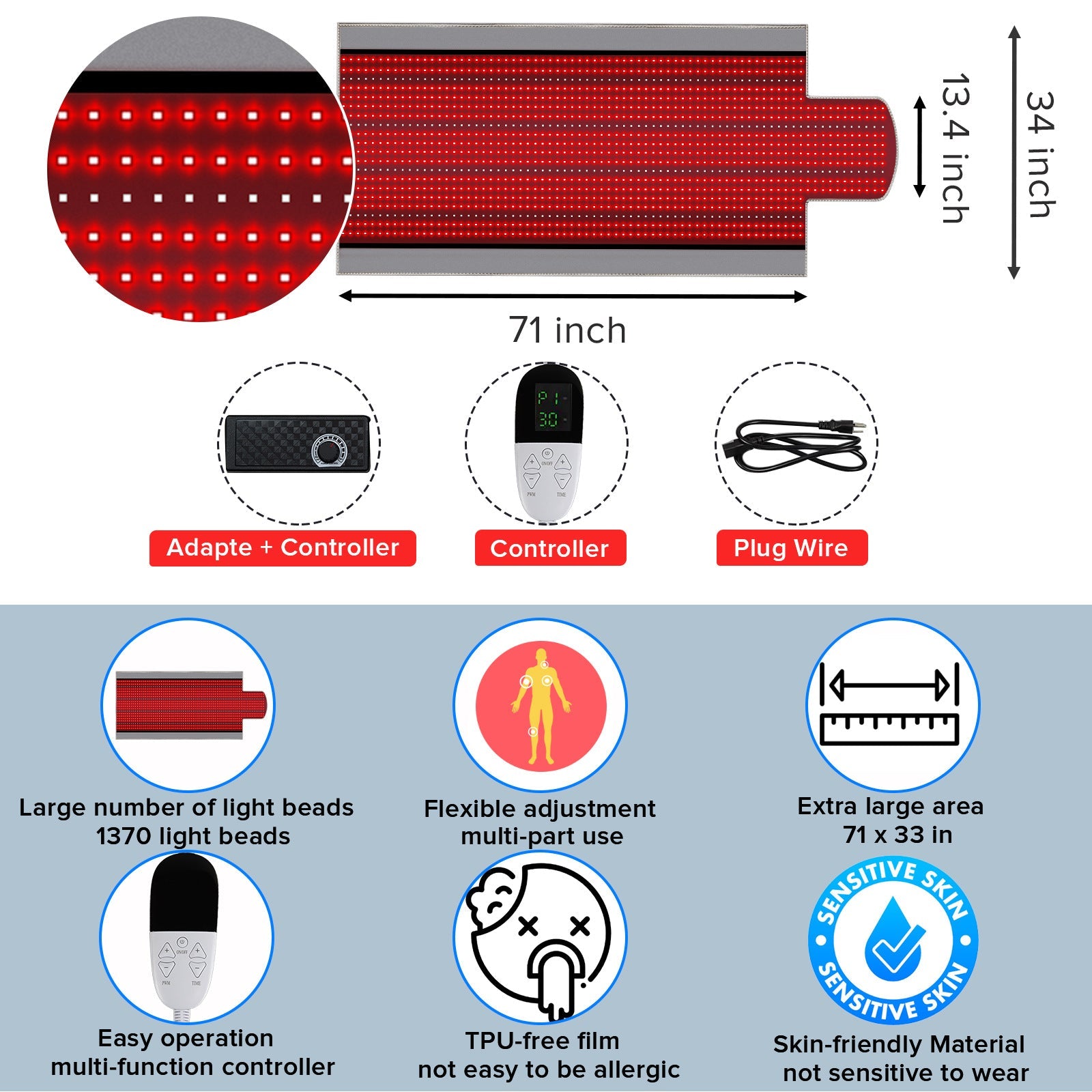 Full-Body Red Light & Heat Therapy Recovery Mattress