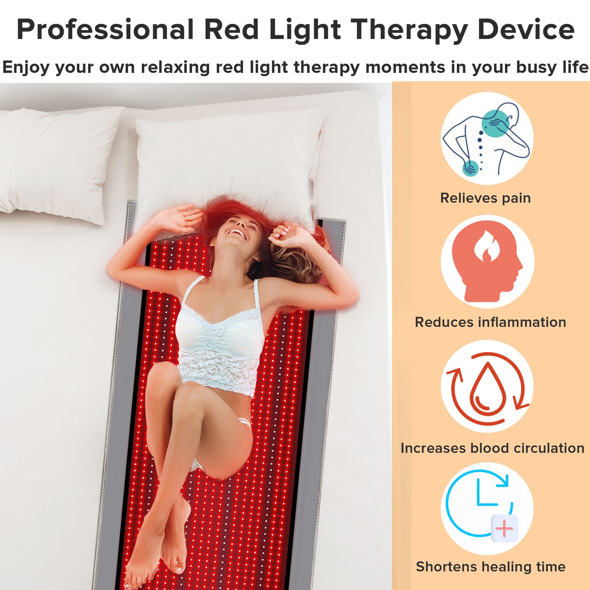 Full-Body Red Light & Heat Therapy Recovery Mattress